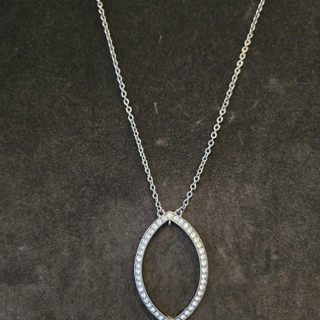 Givenchy Light Topaz Colored Blue Stone Set In Dark Gunmetal Colored Chain 19$